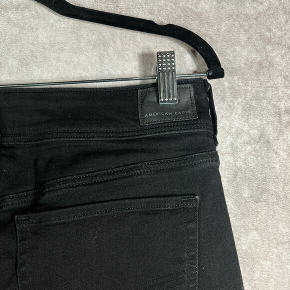 American Eagle Kick Boot Jeans Womens 12 Black Denim Stretch Mid Rise Everyday - Picture 4 of 14
